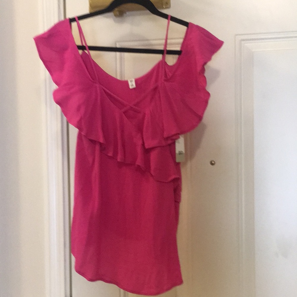 Hot Pink open shoulder blouse .